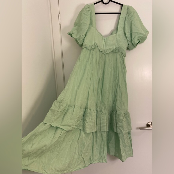 Farm Rio Soft Green Short Sleeve Midi Dress Garden Party Cottage Core - Picture 11 of 13